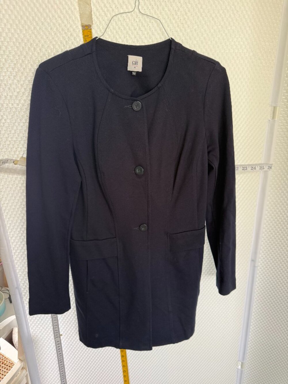 CABI MID THIGH LENGTH KNIT JACKET NAVY